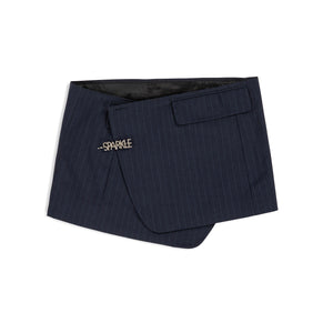 pinstripe mini skirt.
