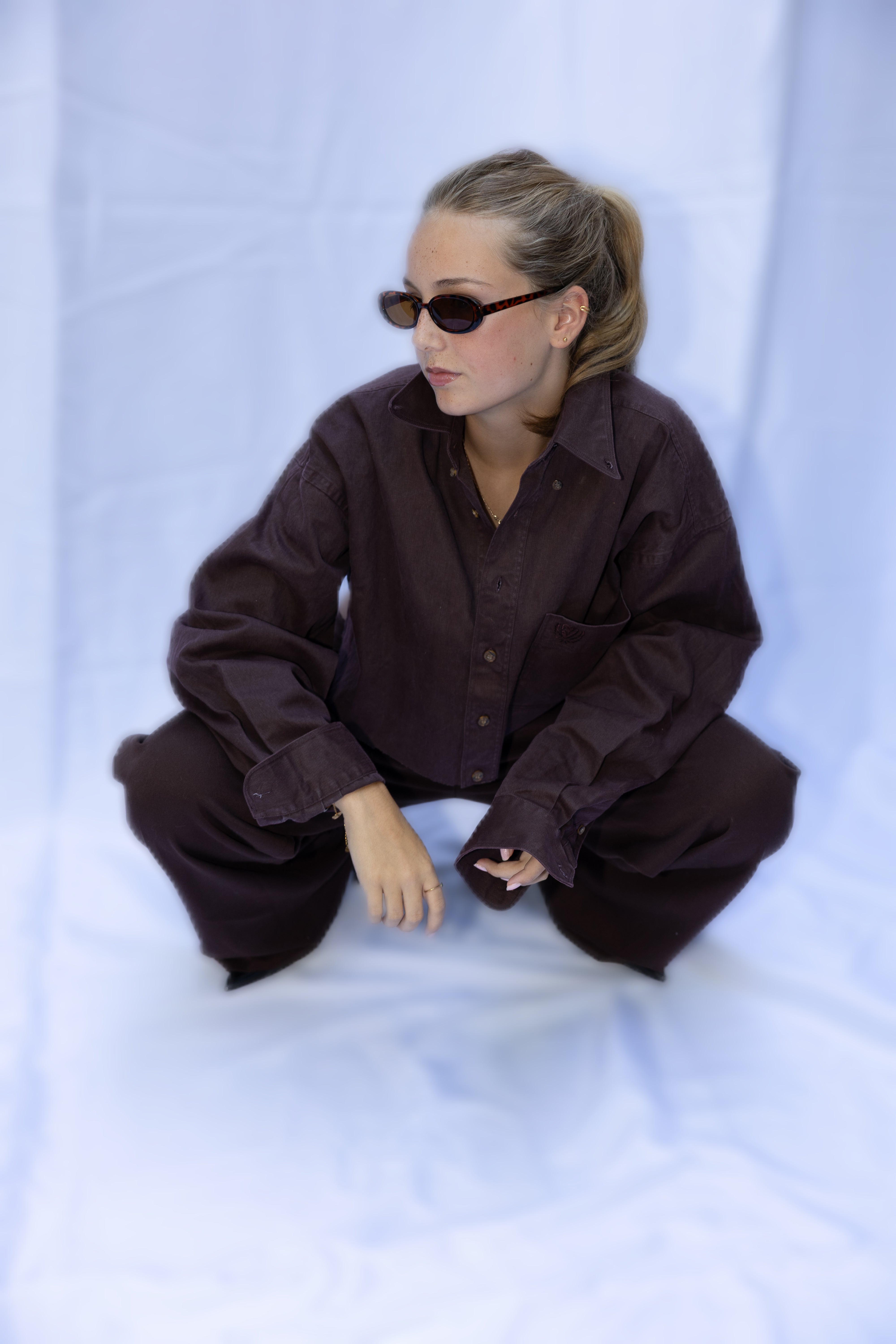 Deep brown cropped shirt
