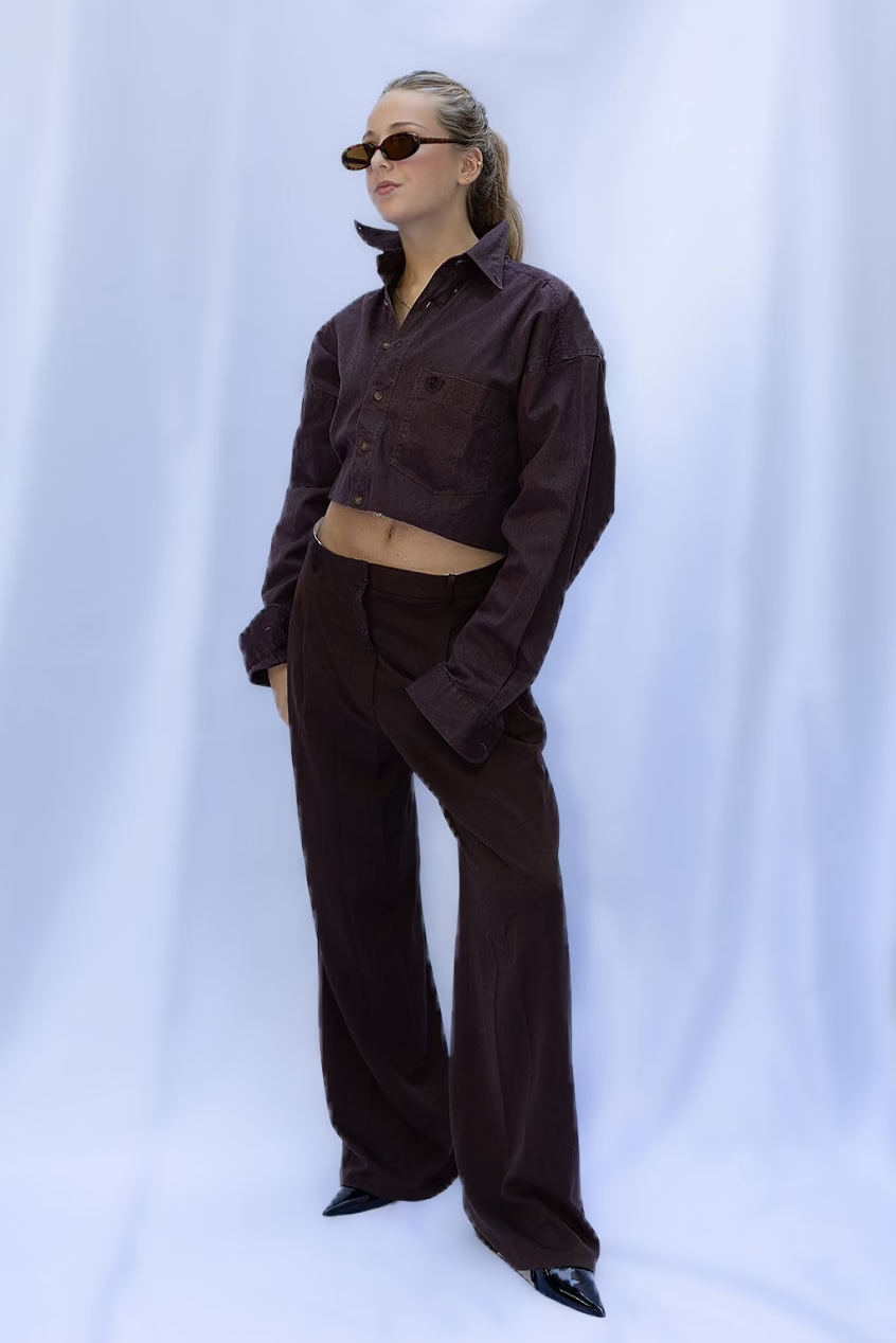 Deep brown cropped shirt
