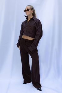 Deep brown cropped shirt