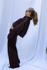 Deep brown cropped shirt