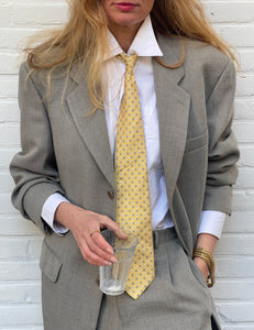 French grey pleated suit