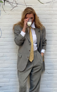 French grey pleated suit