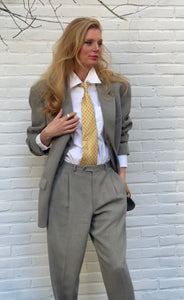 French grey pleated suit