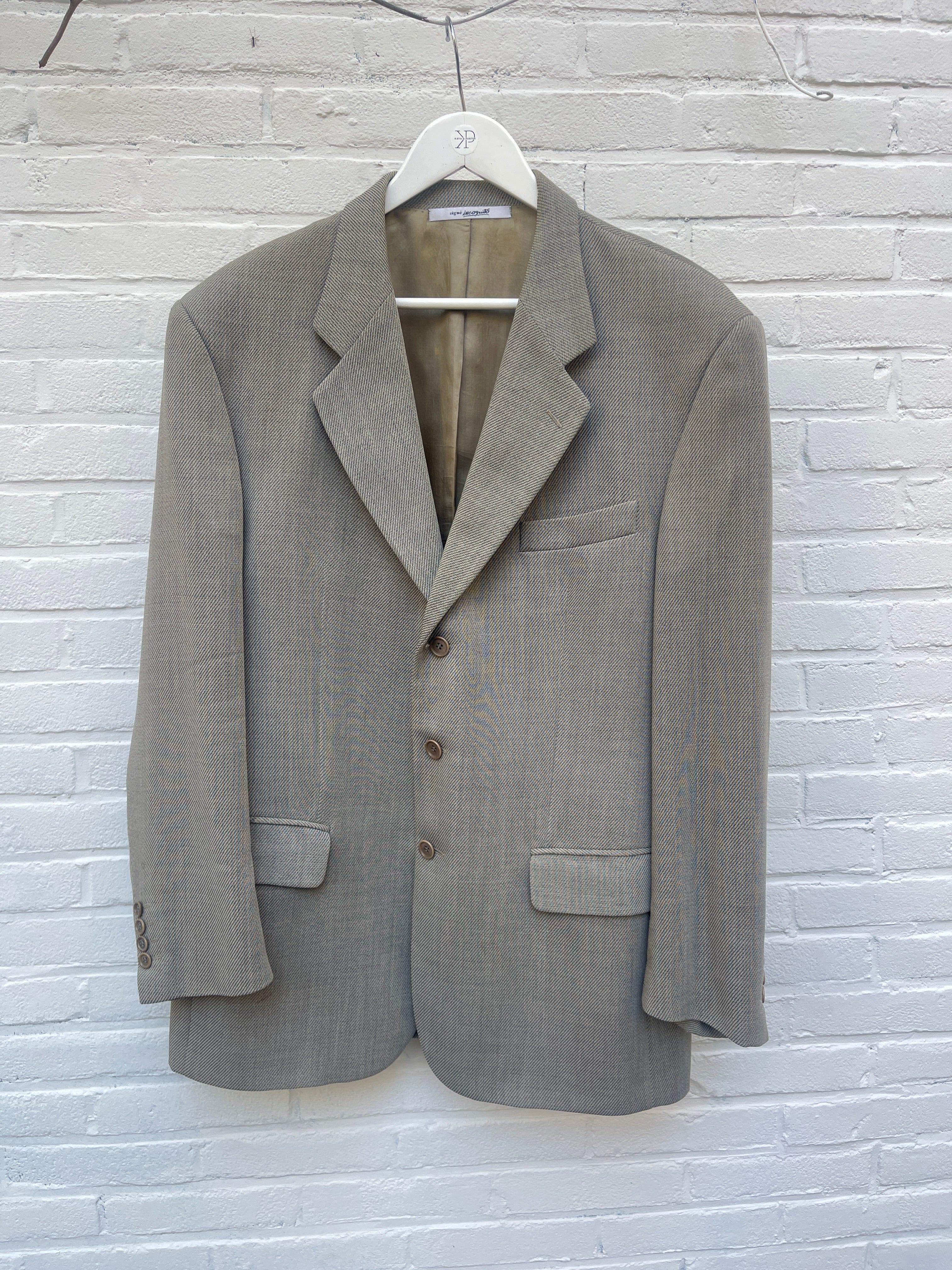French grey pleated suit