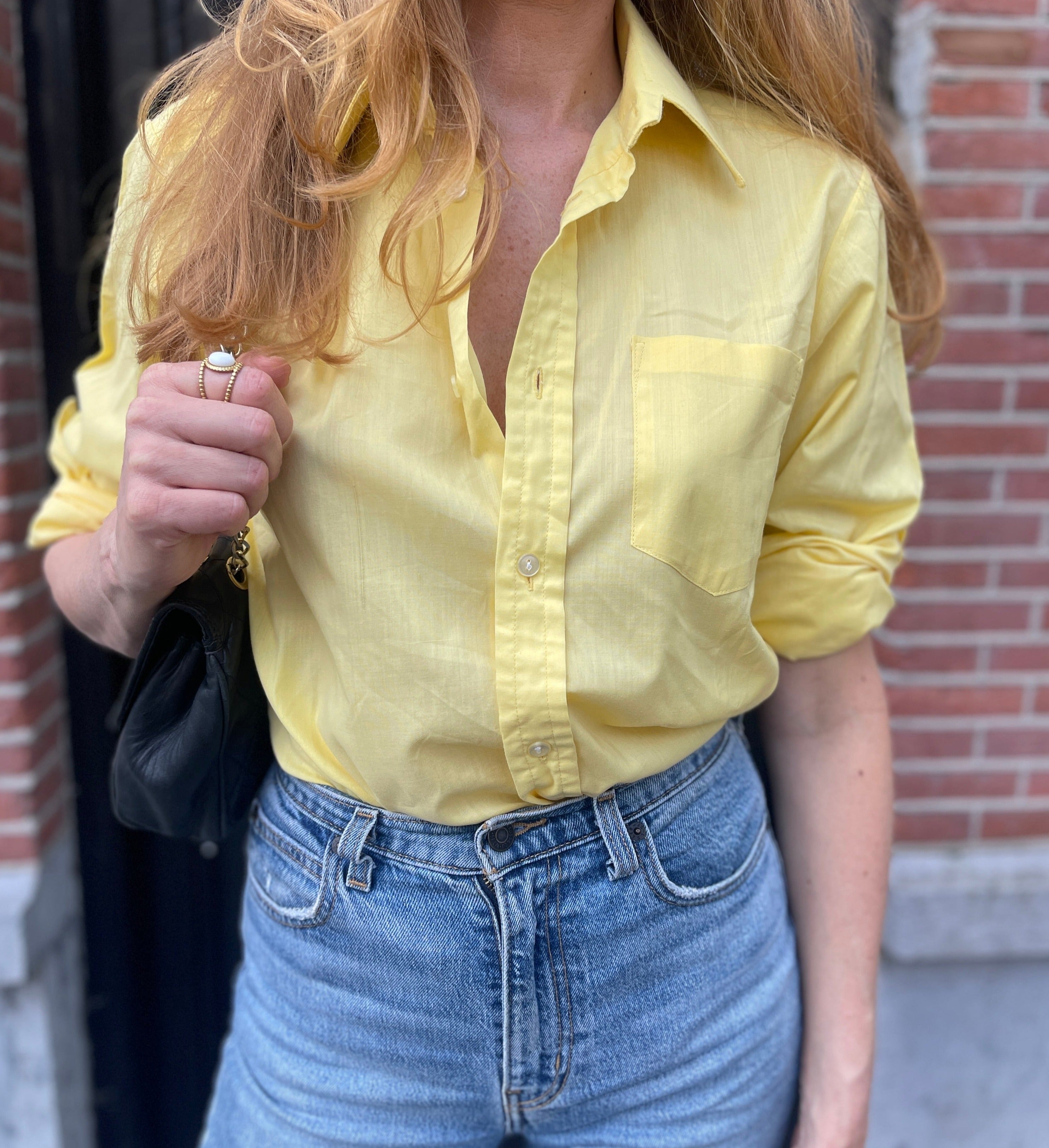 Bright yellow shirt.