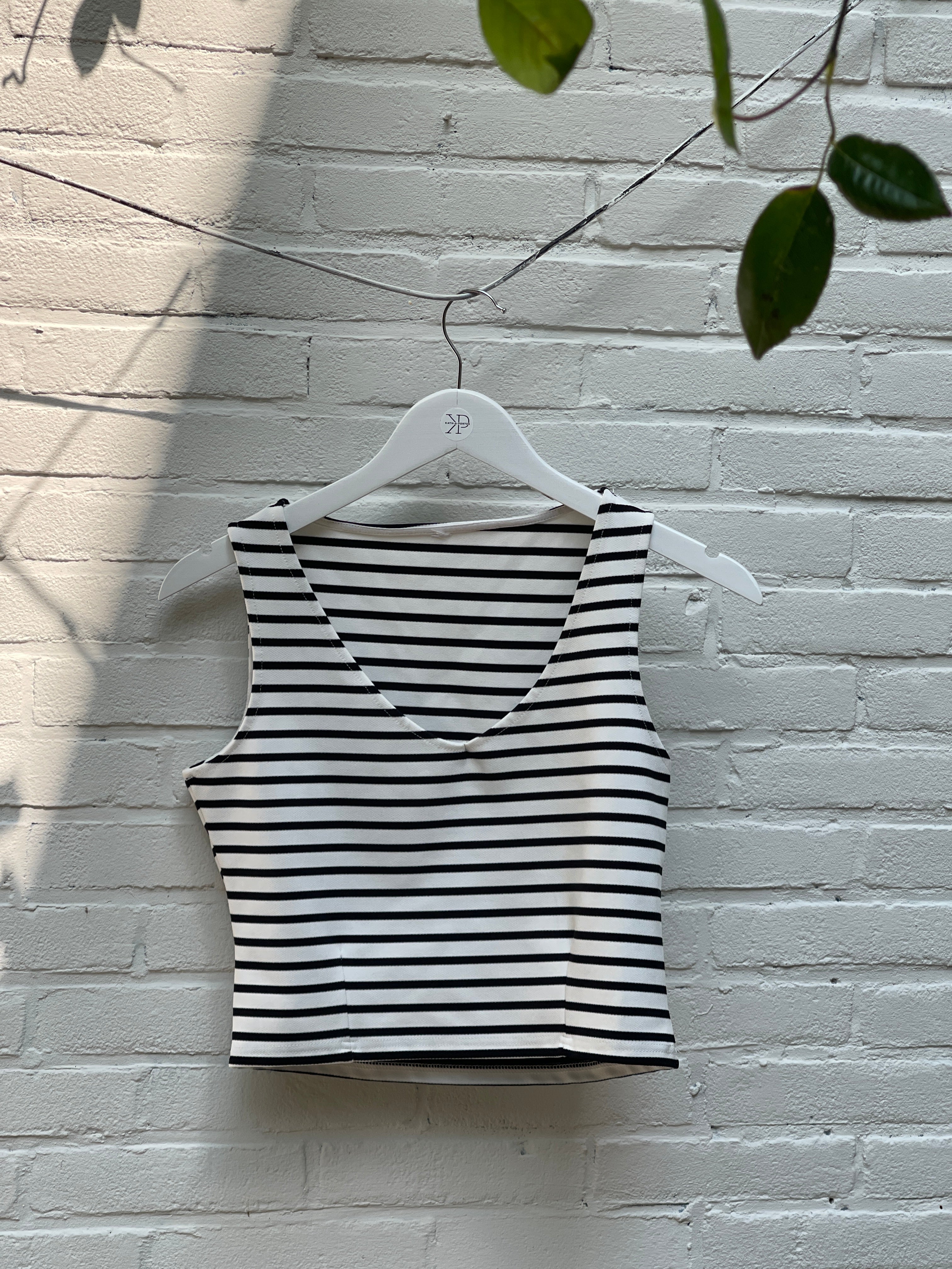 Cropped striped top.