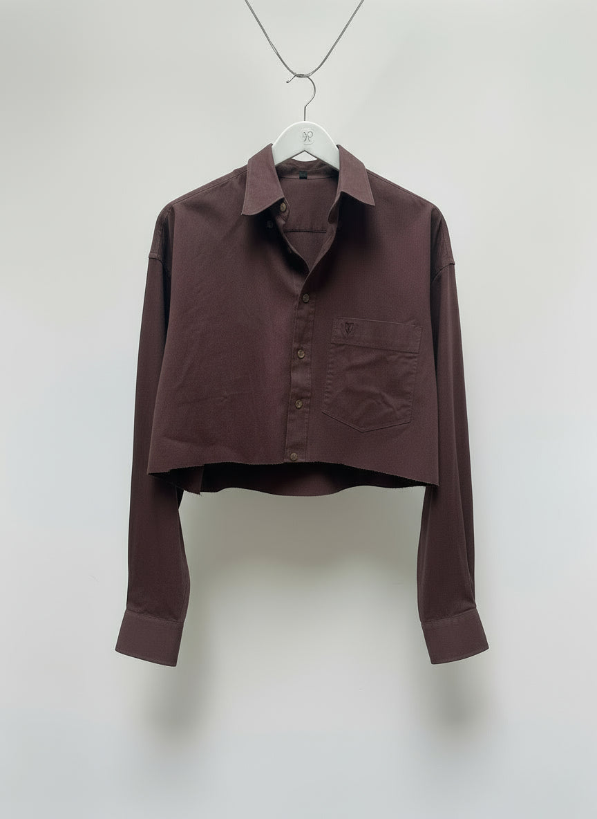 Deep brown cropped shirt