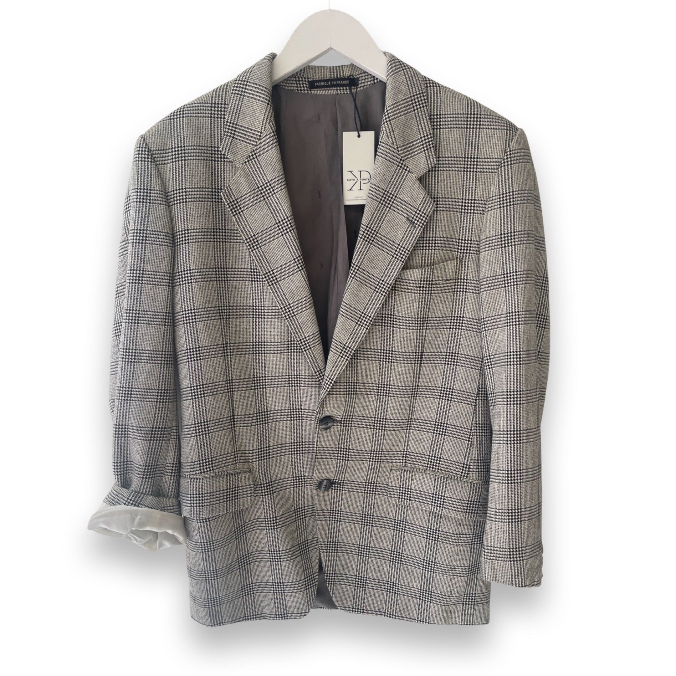 Checked light grey blazer by Yves Saint Laurent.