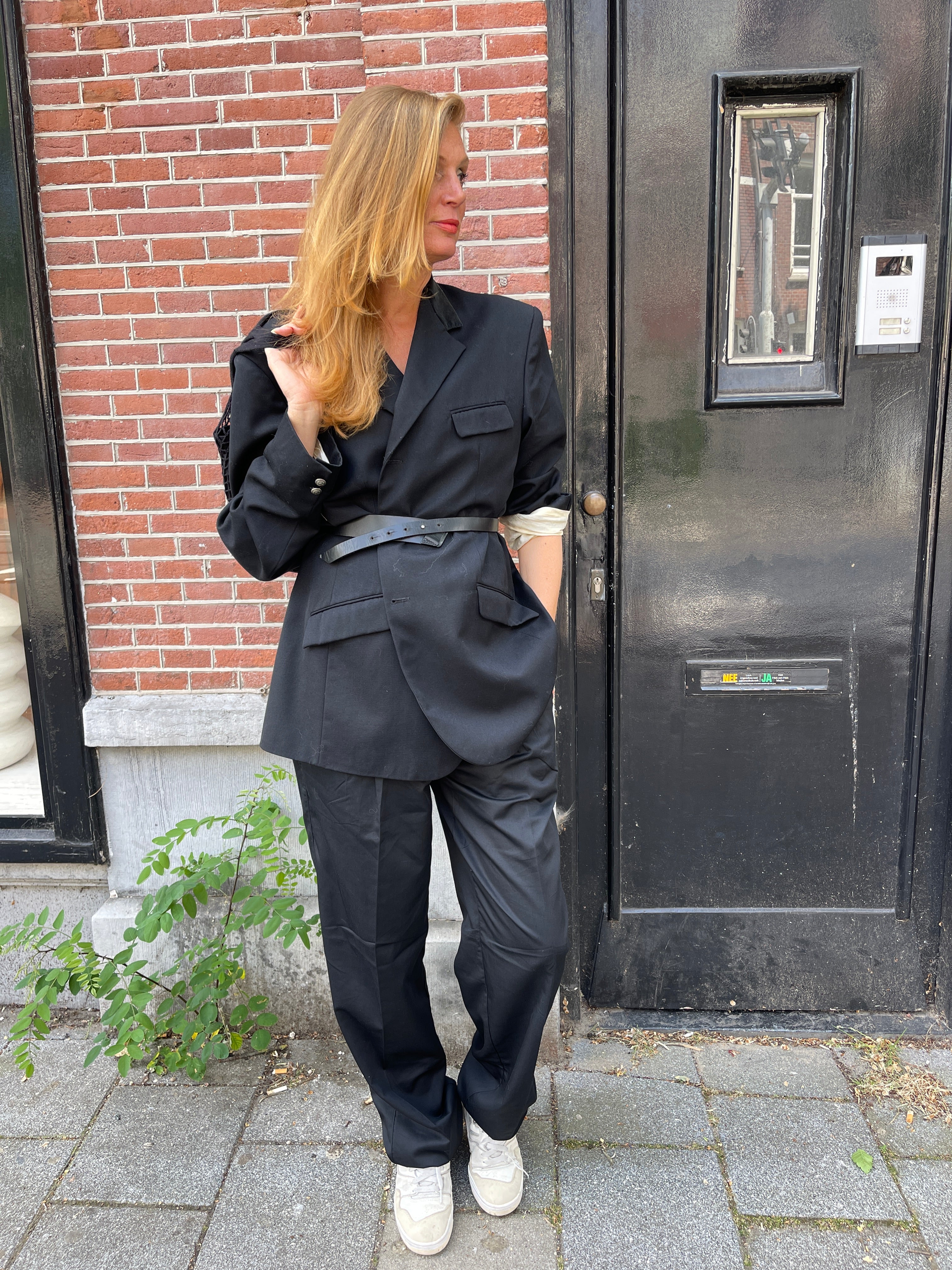 Black wool blazer.