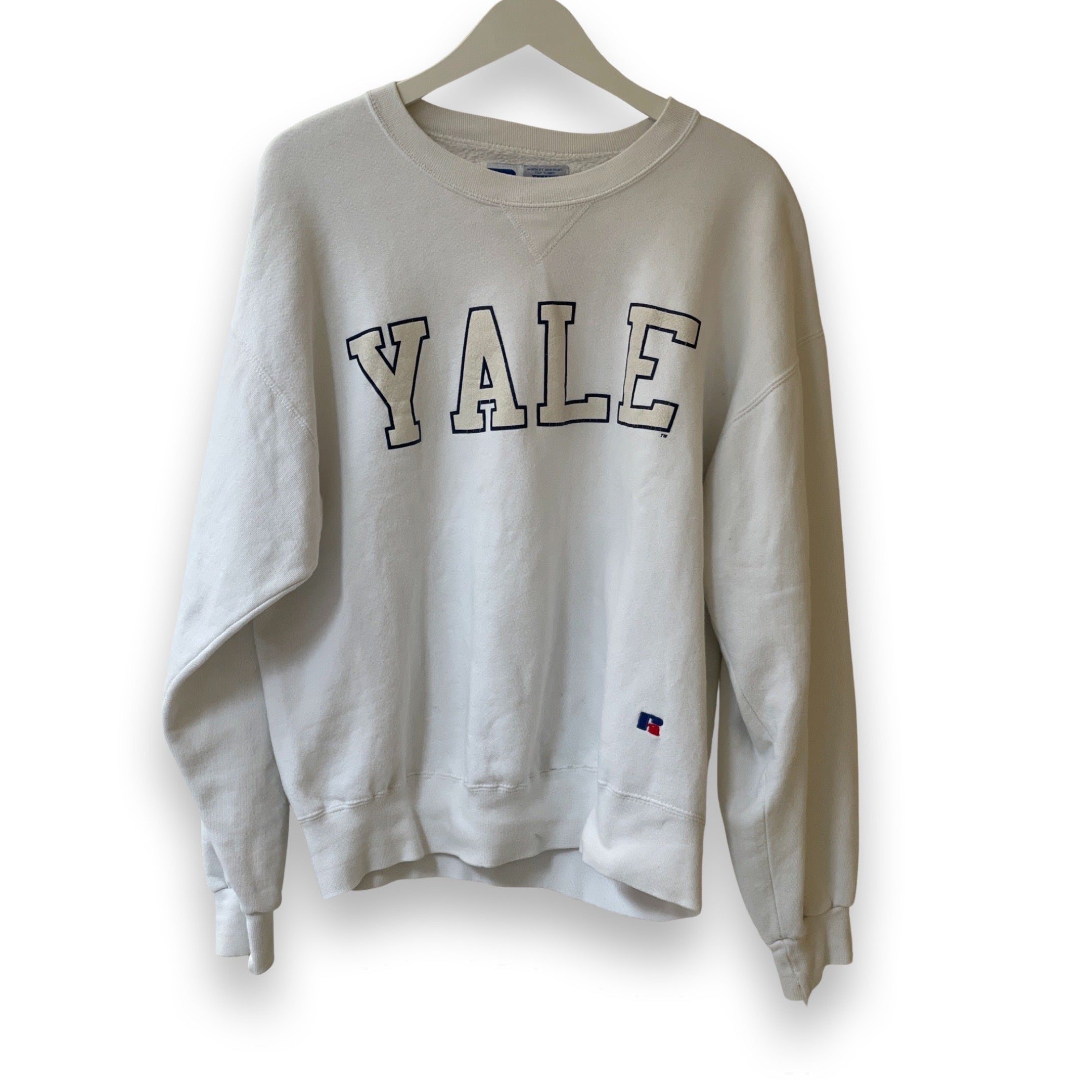 white Yale college sweatshirt