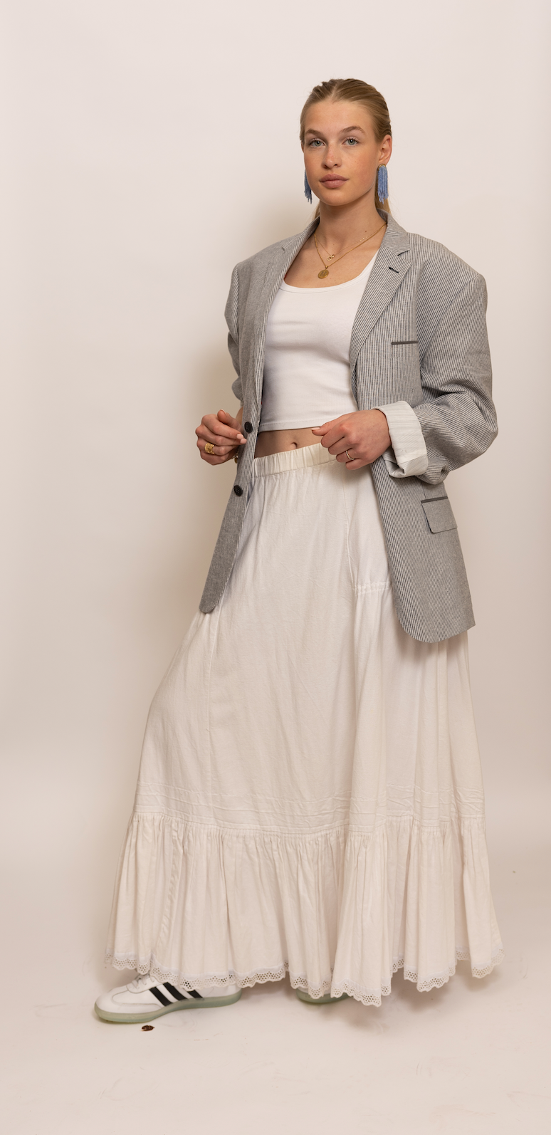 Stripe fitted blazer.bb
