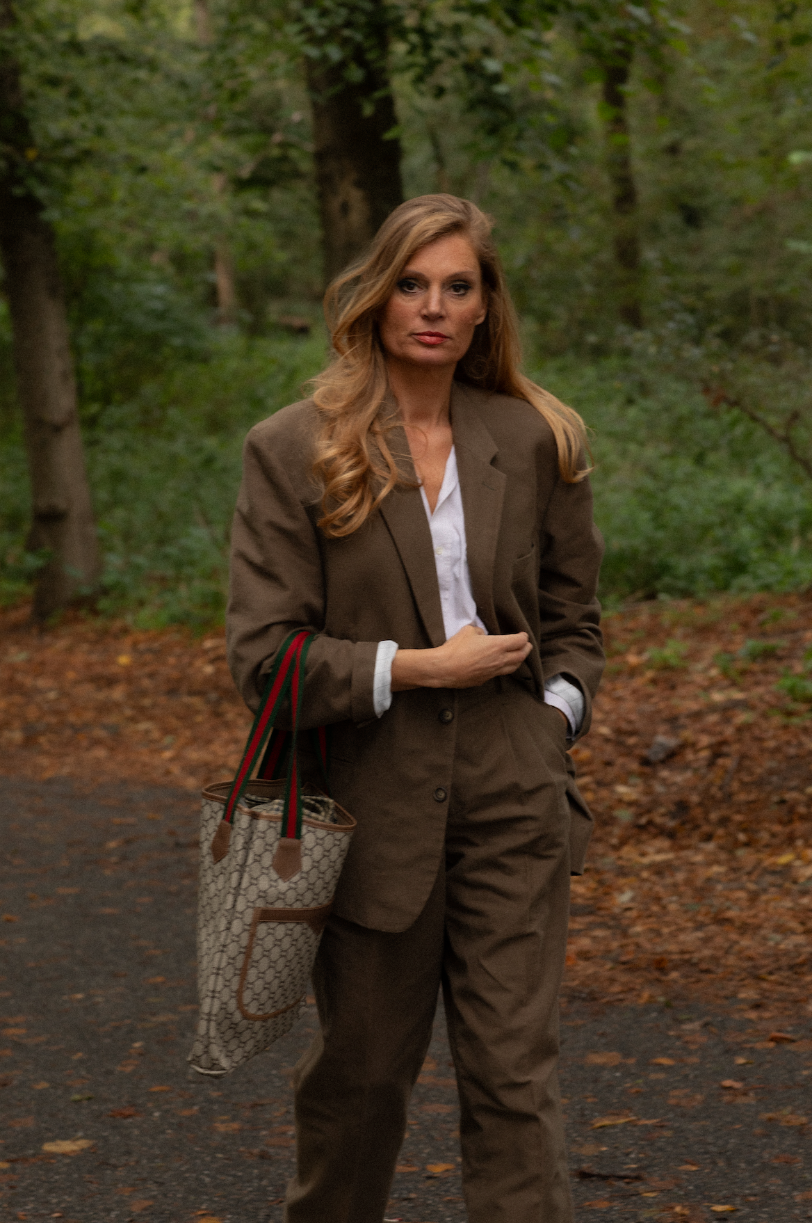 Brown reworked suit.