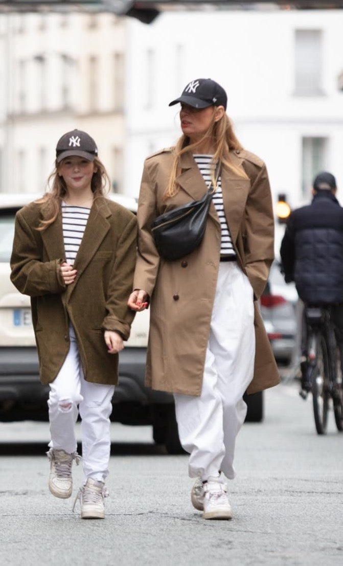 White pleated pants.