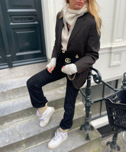 Yves Saint Laurent dark brown blazer.