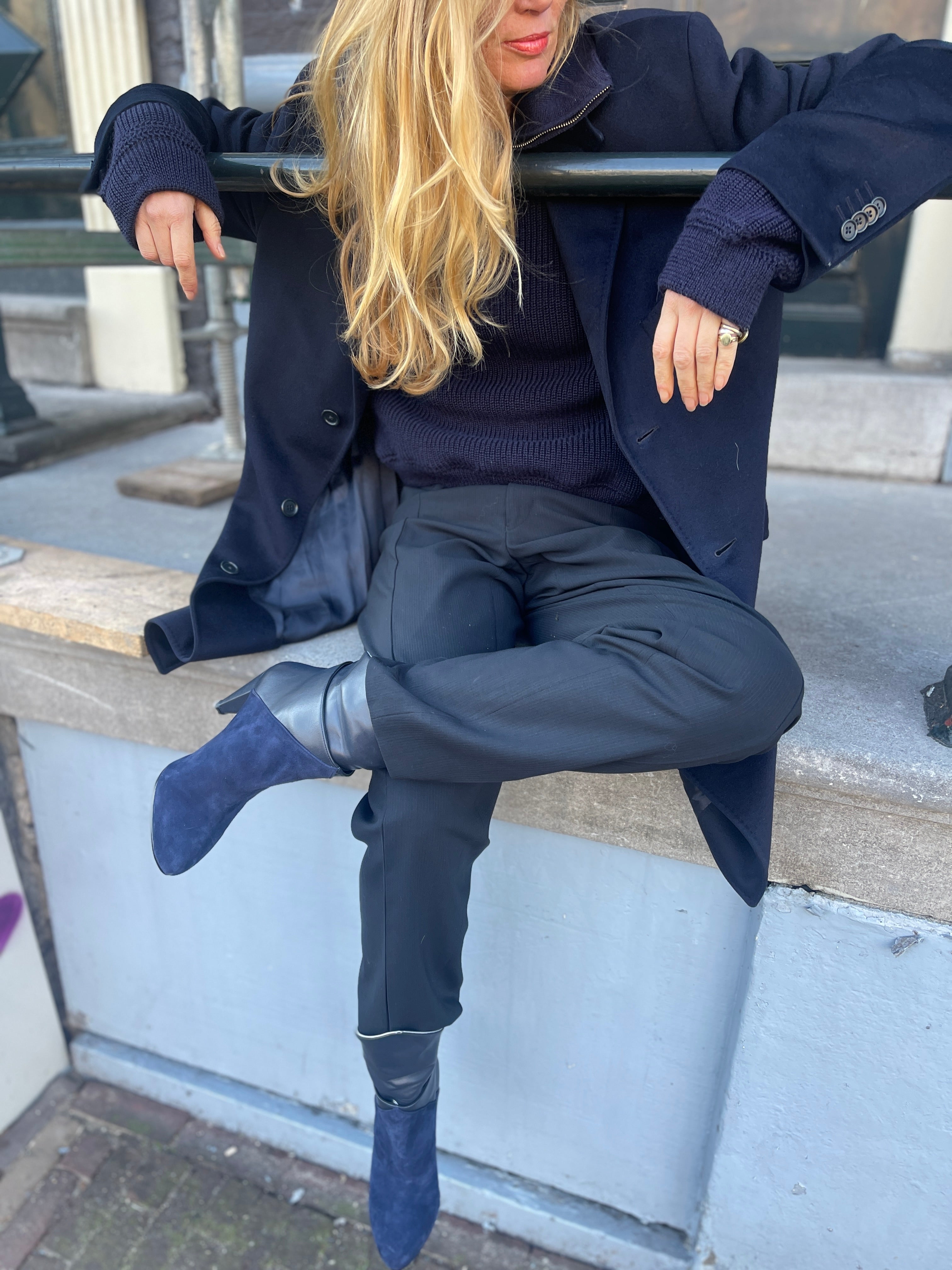 Black re-worked YSL trousers.
