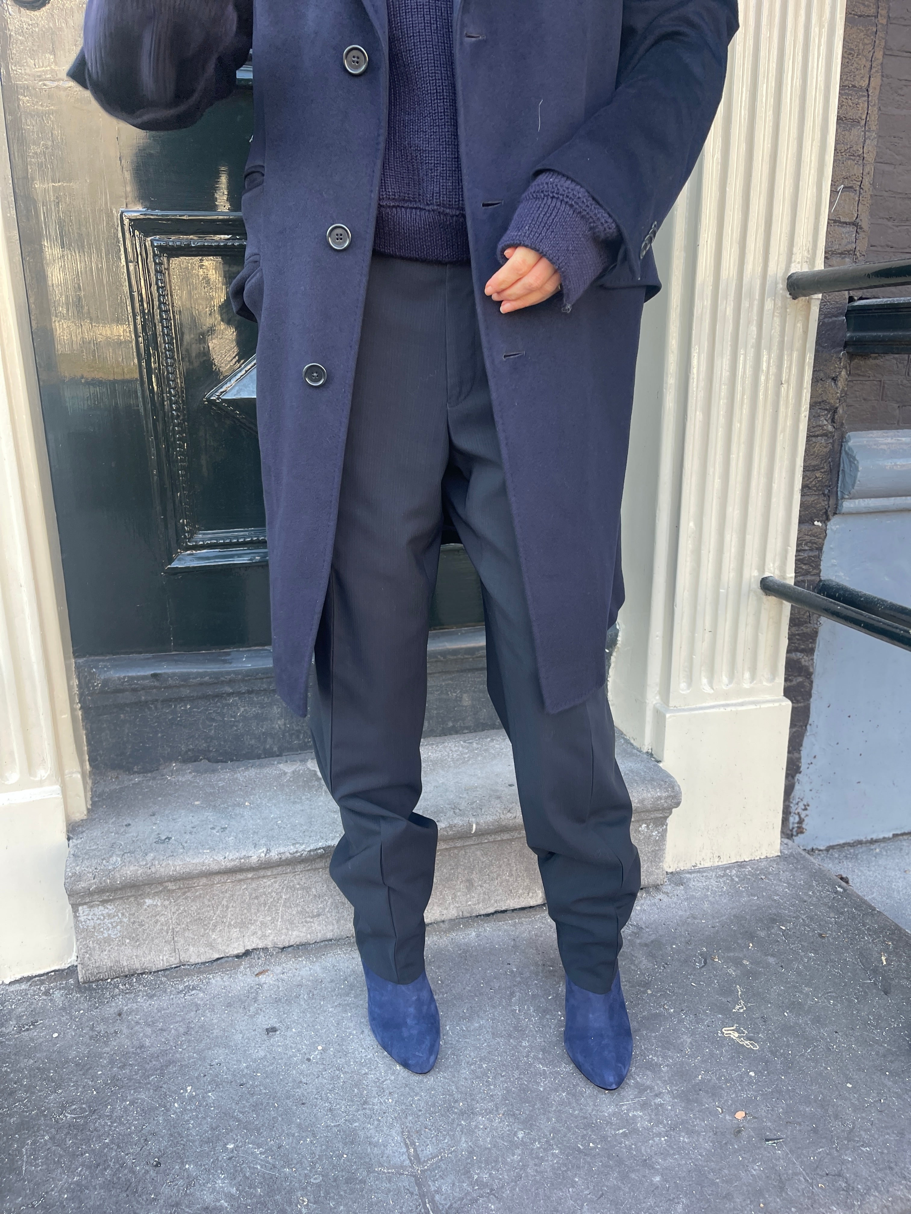 Black re-worked YSL trousers.