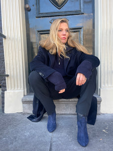 Navy blue cashmere wool coat.