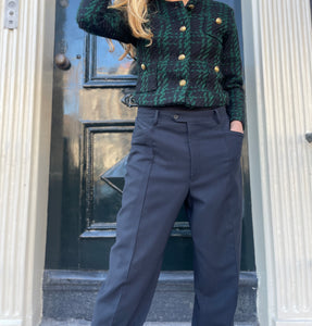 Black re-worked YSL trousers.