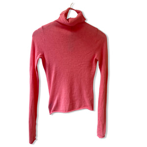 Candy pink turtleneck sweater by American VIntage.