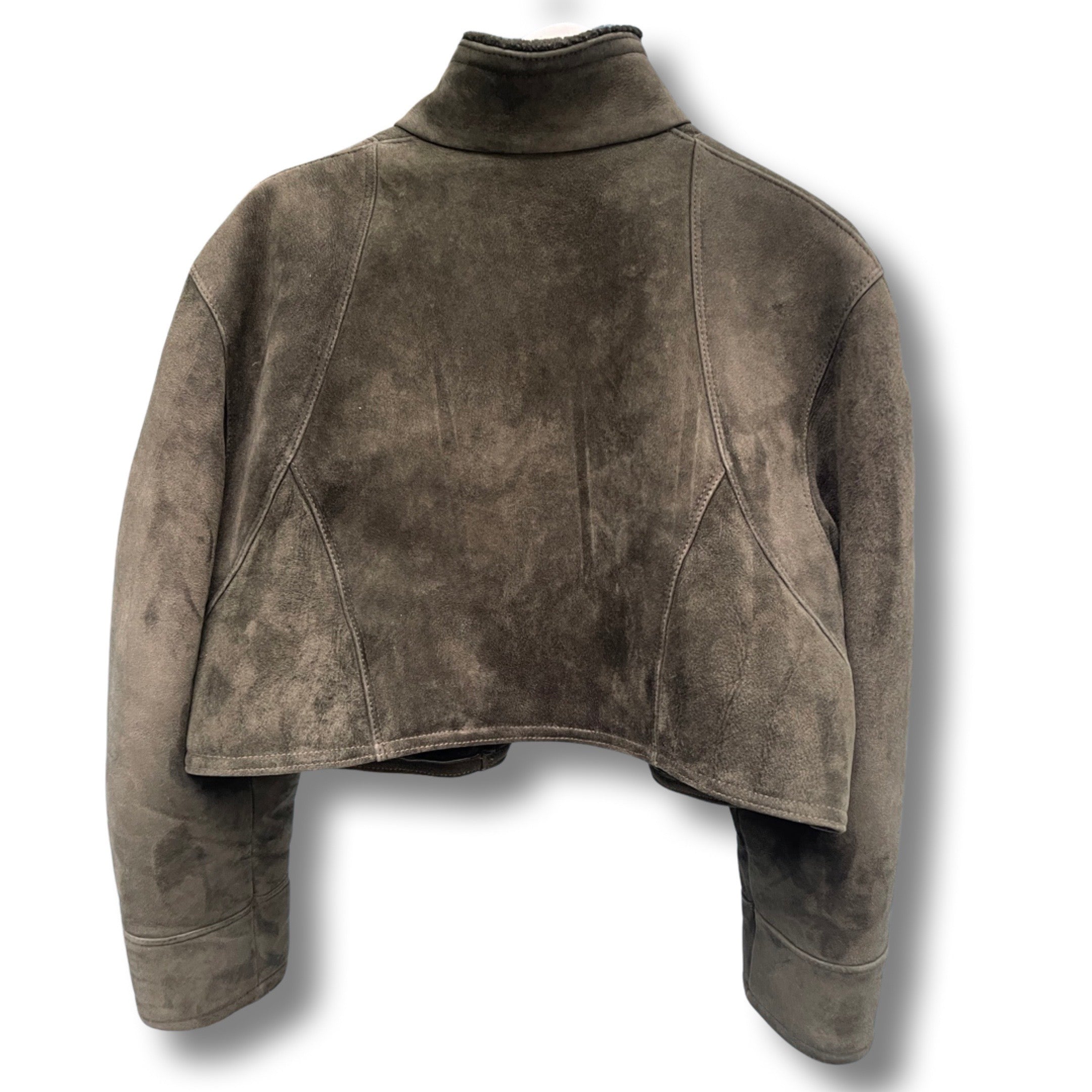 Cropped pine green lammy jacket.