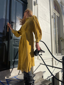 Ocher velvet dress by Isabel Marant.