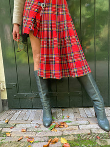 Asymmetric re-worked tartan skirt.