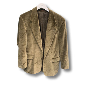 Velour green blazer by Hugo Boss.