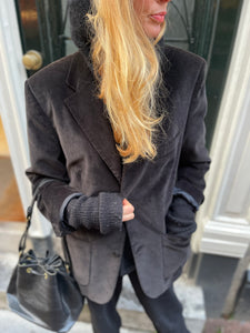 Velour black blazer by Burberry.