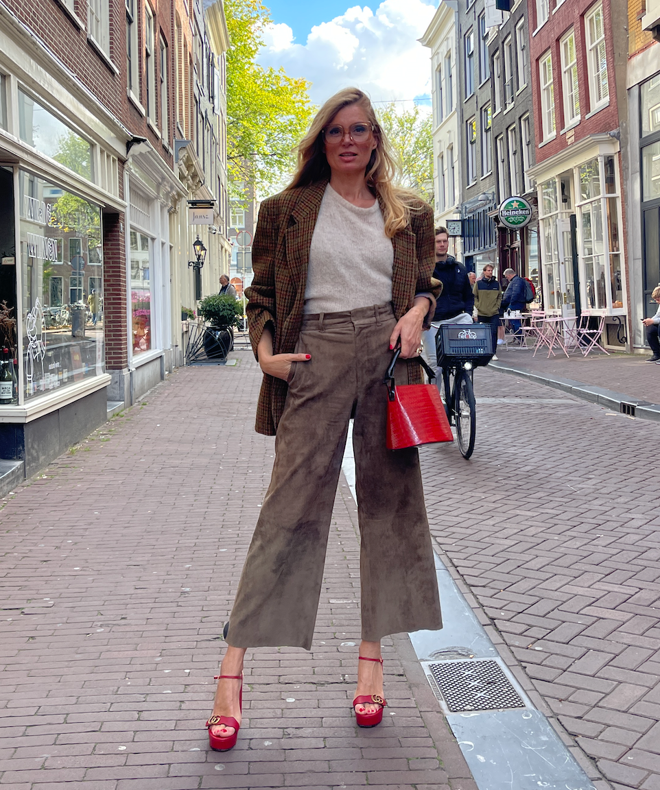 Brown suede culotte by Joseph.