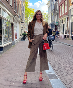 Brown suede culotte by Joseph.