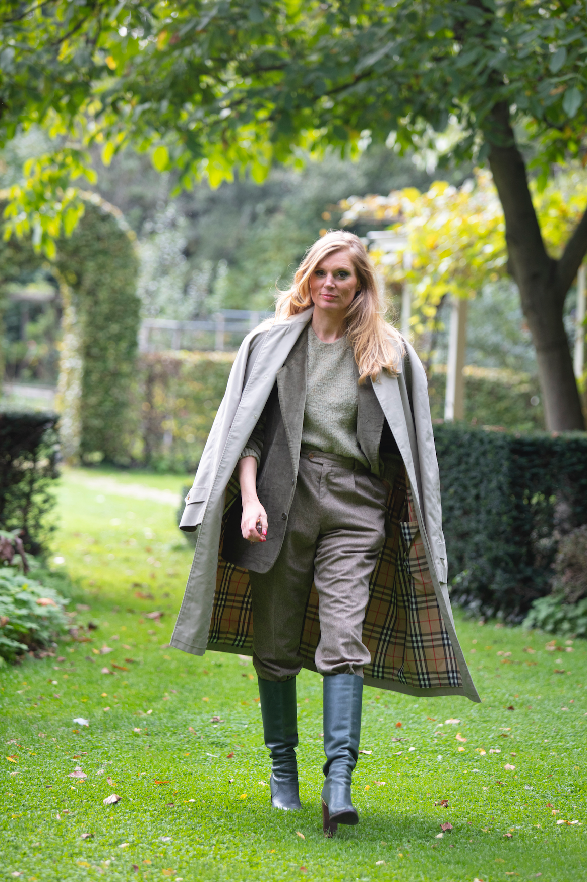 Light green trench coat Burberry.