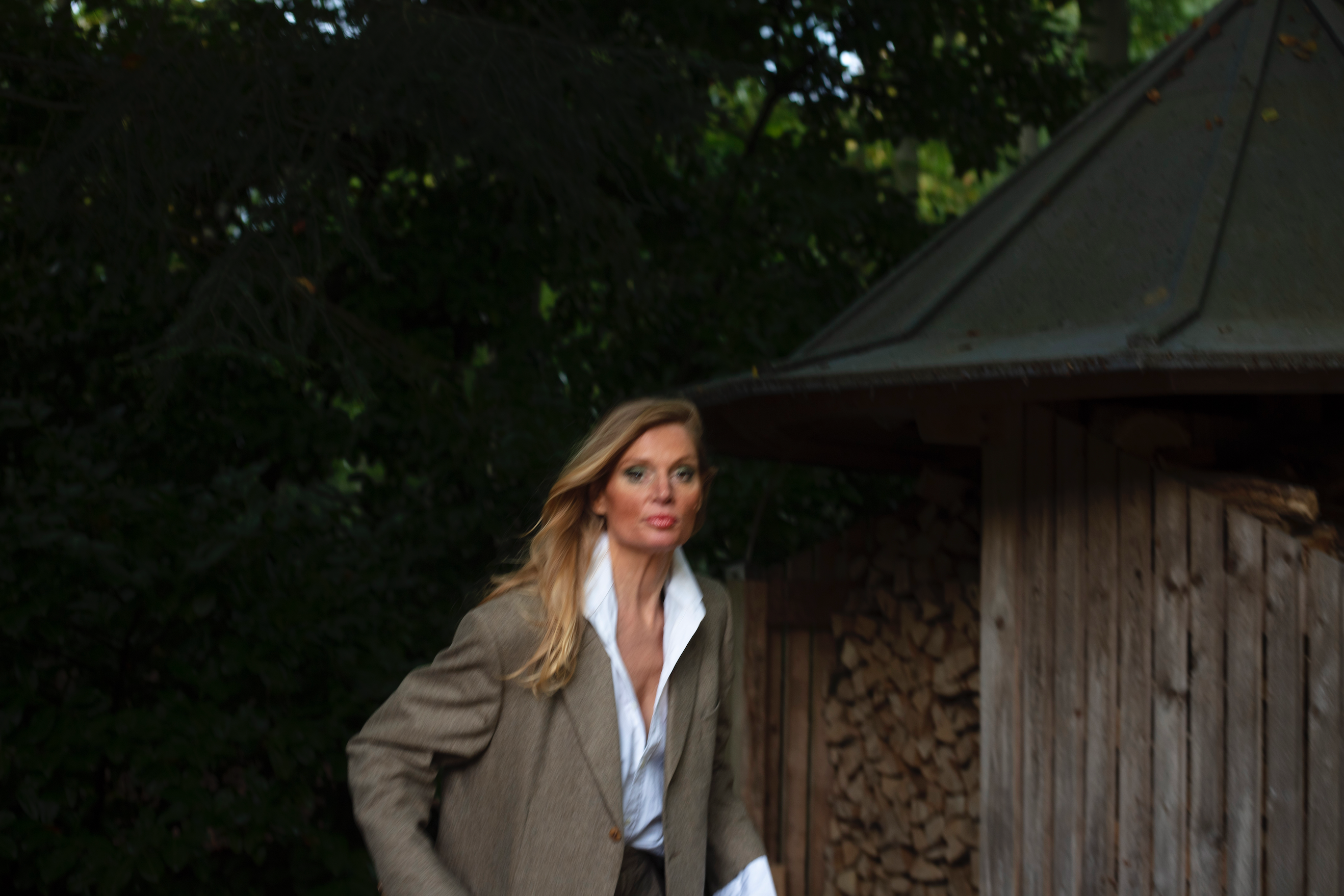 Khaki wool YSL suit.