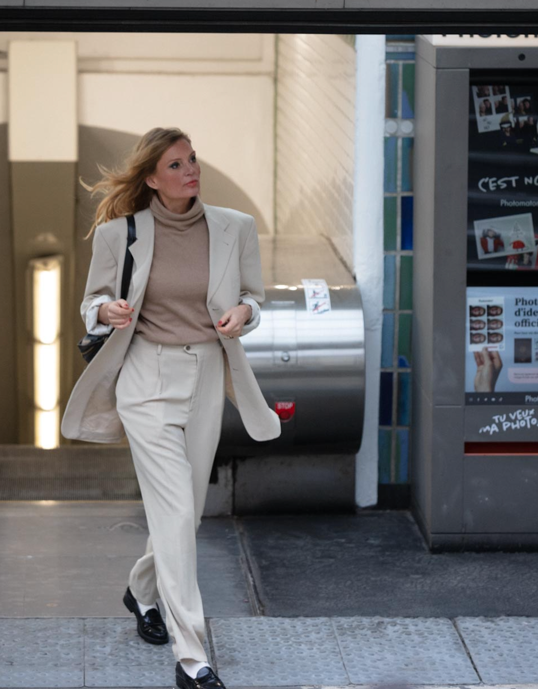 Beige suit by YSL.