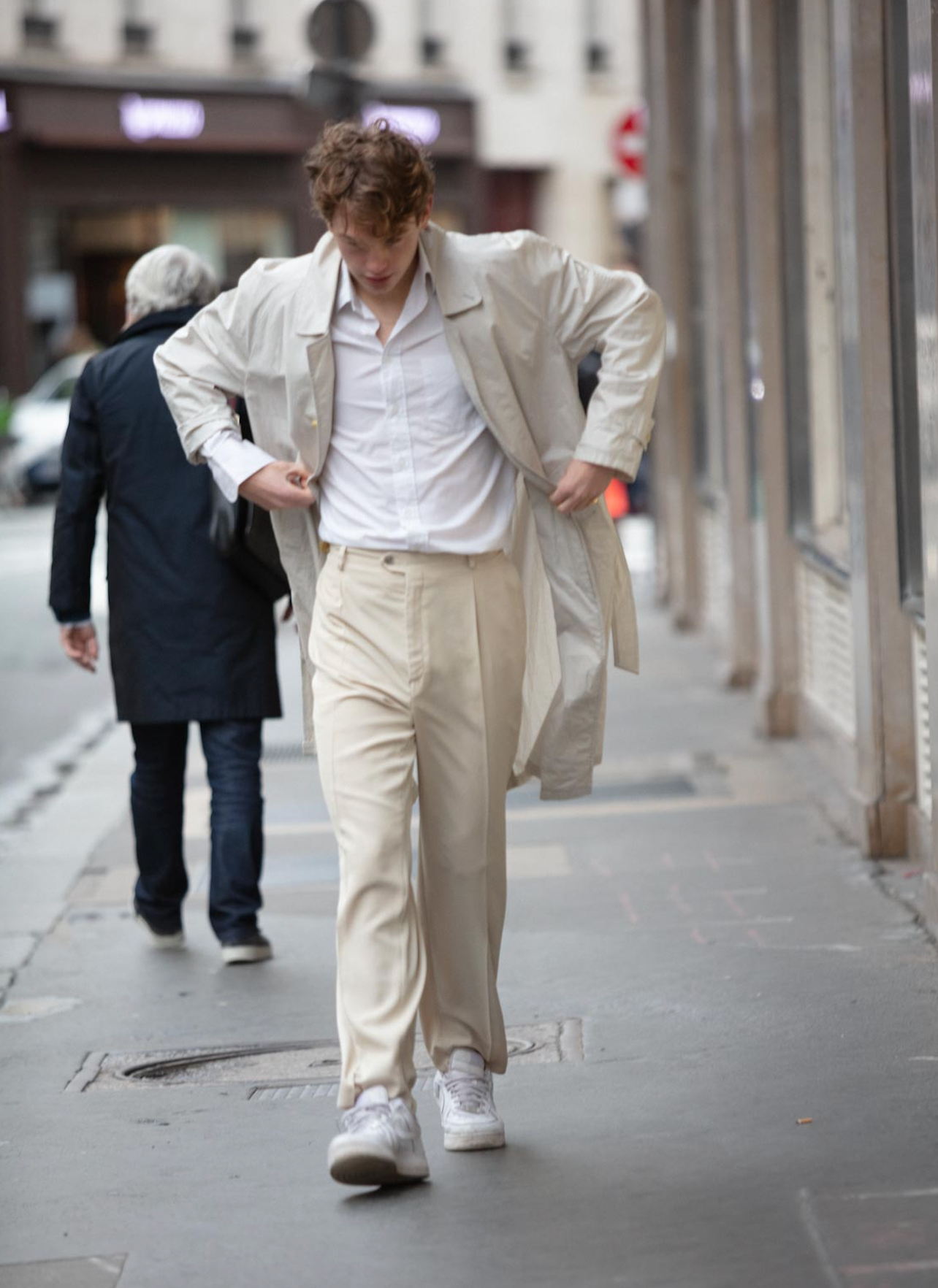 Beige suit by YSL.